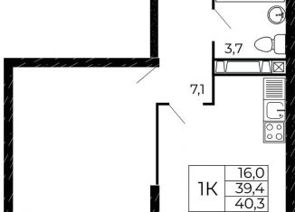 Продам 1-комнатную квартиру, 40.3 м2, Ростовская область, проспект Маршала Жукова, 26к5