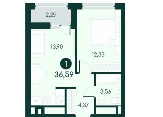 Продам 1-комнатную квартиру, 36.6 м2, Курганская область
