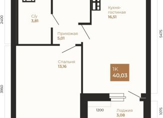 Продам 1-комнатную квартиру, 40.1 м2, Екатеринбург, улица Менжинского