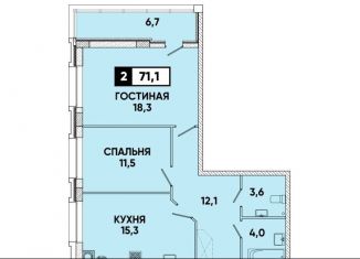 Продам двухкомнатную квартиру, 71.1 м2, Ставрополь, Российский проспект, 17к1