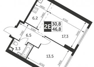 2-комнатная квартира на продажу, 46.8 м2, Москва, Обручевский район, улица Академика Волгина, 2с1