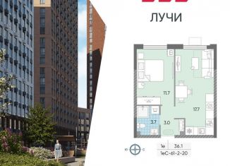 Продается 1-комнатная квартира, 36.1 м2, Москва, метро Солнцево, жилой комплекс Лучи, к15