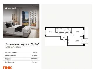 2-комнатная квартира на продажу, 79.2 м2, Москва, Берёзовая аллея, 17к2, ЖК Грин Парк