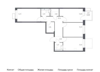Продаю трехкомнатную квартиру, 78.9 м2, поселение Рязановское, ЖК Алхимово