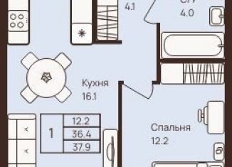 Продается 1-комнатная квартира, 37.9 м2, деревня Новое Девяткино, ЖК Девяткино
