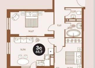 Продажа 3-комнатной квартиры, 69.7 м2, Ростов-на-Дону, Кировский район, проспект Соколова, 68