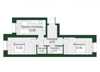 Продажа 2-ком. квартиры, 53.5 м2, Екатеринбург, метро Чкаловская