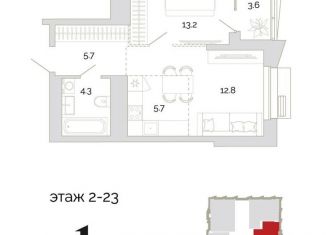 Продажа однокомнатной квартиры, 45.3 м2, Пензенская область