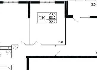 Продажа двухкомнатной квартиры, 55.5 м2, Ростовская область, проспект Маршала Жукова, 26к5