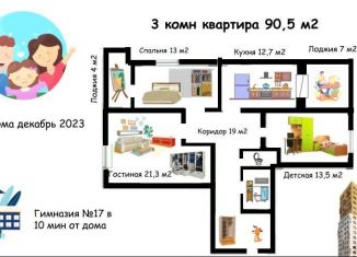 3-ком. квартира на продажу, 90.4 м2, Нижний Новгород, 2-й микрорайон