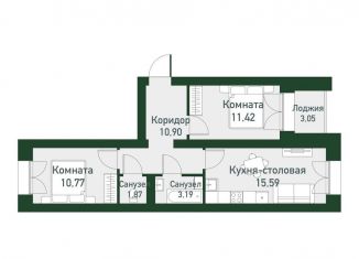 Продается двухкомнатная квартира, 53.7 м2, Екатеринбург, метро Чкаловская