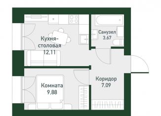 Продам 1-комнатную квартиру, 31.6 м2, Екатеринбург