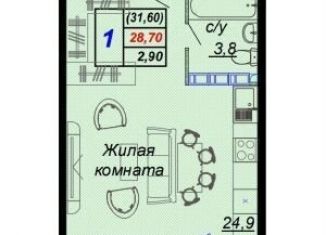 Продажа квартиры студии, 31.6 м2, Краснодарский край