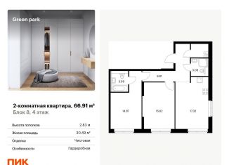 Продается двухкомнатная квартира, 66.9 м2, Москва, Берёзовая аллея, 17к2, ЖК Грин Парк