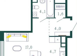 Квартира на продажу студия, 31.6 м2, Москва, 1-я очередь, к4, ЖК Шагал