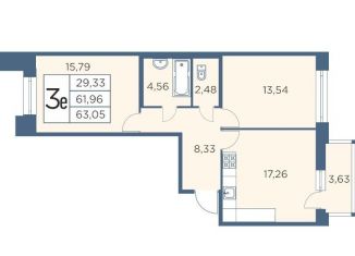 Продается 2-комнатная квартира, 62.8 м2, Санкт-Петербург, Большой Сампсониевский проспект, 70к3, метро Чёрная речка