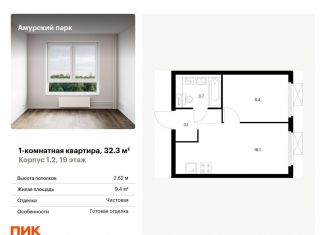 Продается 1-ком. квартира, 32.3 м2, Москва, станция Локомотив