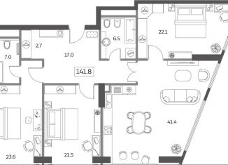 4-комнатная квартира на продажу, 141.8 м2, Москва, Мытная улица, 40к4, ЖК Скай Хаус