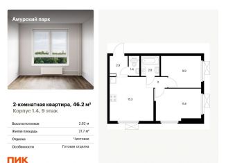 Продается двухкомнатная квартира, 46.2 м2, Москва, станция Локомотив