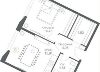 Продается 1-комнатная квартира, 44.2 м2, Москва, ЖК Хедлайнер