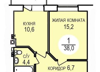 1-комнатная квартира на продажу, 38 м2, Краснодарский край