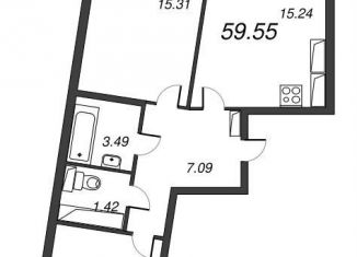 Продажа двухкомнатной квартиры, 61.4 м2, Мурино