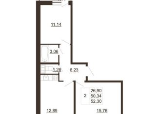 Продам двухкомнатную квартиру, 52.3 м2, Гатчина, улица Хохлова, 16