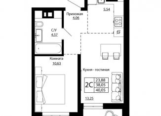 Продаю 2-комнатную квартиру, 39.5 м2, Ростов-на-Дону, улица Текучёва, 370/3