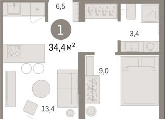 Продаю 1-комнатную квартиру, 34.4 м2, Свердловская область