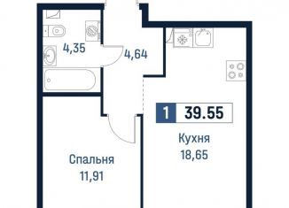 Продам 1-комнатную квартиру, 39.6 м2, Мурино