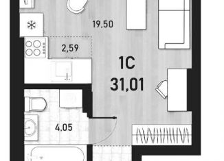 Продажа квартиры студии, 31 м2, Новосибирск, Пермская улица, 12к2, метро Студенческая