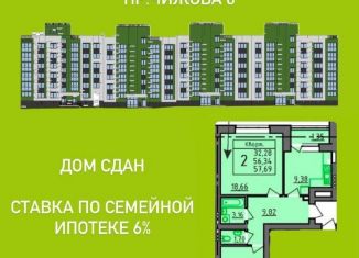 2-ком. квартира на продажу, 58 м2, село Миловка, проспект Чижова, 6