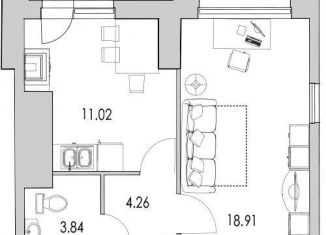 Продается однокомнатная квартира, 41.1 м2, Санкт-Петербург, улица Кустодиева, 7к1, муниципальный округ № 15