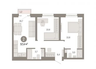 Продается двухкомнатная квартира, 57.4 м2, Москва, Бульвар Рокоссовского