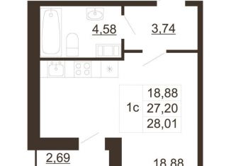 Продается квартира студия, 28 м2, Ленинградская область, улица Хохлова, 16