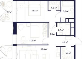 Продается 2-комнатная квартира, 74.3 м2, Москва, район Ростокино, жилой комплекс Союз, к3