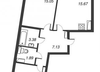 Продаю 2-ком. квартиру, 61.7 м2, Мурино