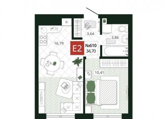 Продажа 1-комнатной квартиры, 34.7 м2, Тула