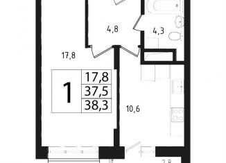 Продается однокомнатная квартира, 37.7 м2, Звенигород, 3-й микрорайон, 13