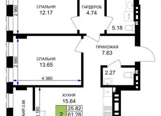 Продам 2-комнатную квартиру, 65.1 м2, Калининградская область