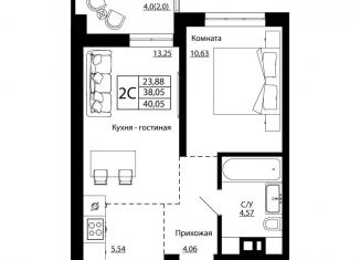 Продам 2-ком. квартиру, 39.5 м2, Ростов-на-Дону, улица Текучёва, 370/3