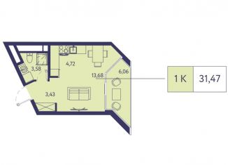 Продам 1-ком. квартиру, 31.5 м2, посёлок городского типа Ливадия