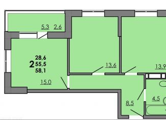 Продам 2-ком. квартиру, 55.5 м2, Ростовская область