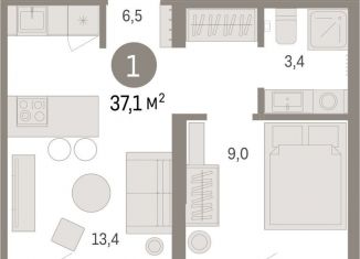 Продажа однокомнатной квартиры, 37.1 м2, Свердловская область