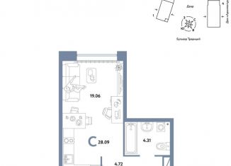Квартира на продажу студия, 28.1 м2, Тюмень, Калининский округ, улица Новосёлов, 98