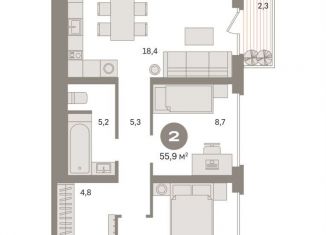 Продаю 2-ком. квартиру, 55.9 м2, Москва, метро Стахановская