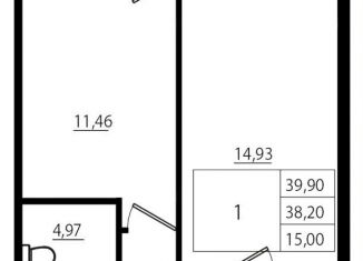 Продаю однокомнатную квартиру, 38.2 м2, Ленинградская область, улица Шоссе в Лаврики, 78к1