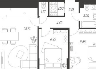 Продается 2-комнатная квартира, 61.2 м2, Тула, Привокзальный территориальный округ