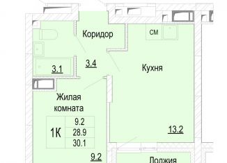 Продажа однокомнатной квартиры, 30.1 м2, деревня Кузнечиха