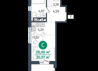 Продается квартира студия, 28.1 м2, Тюмень, Центральный округ